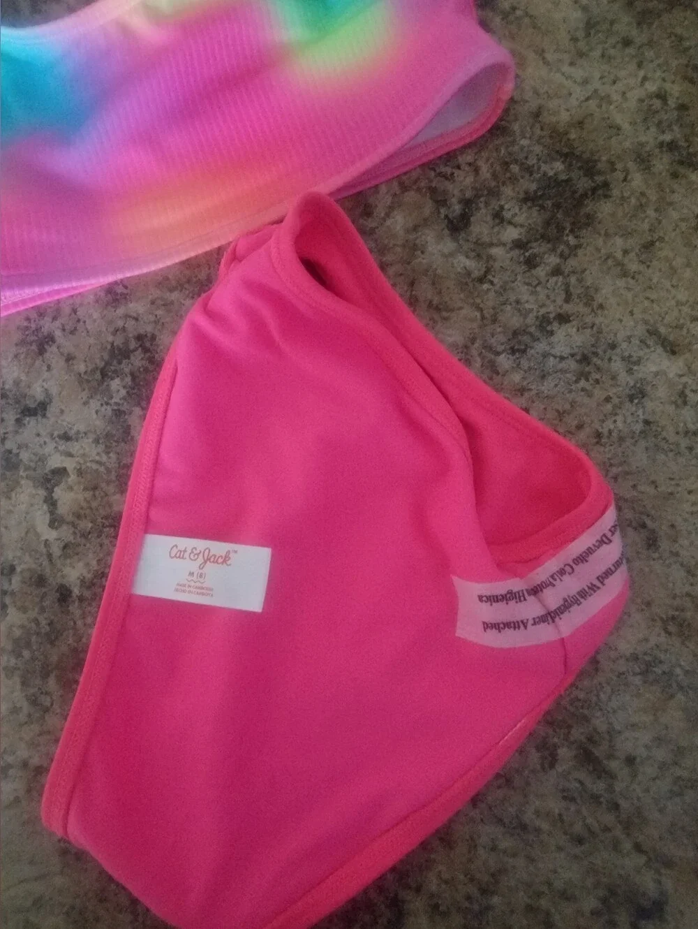 Girls' Long Sleeve Whirlpool Rainbow Bikini Set. Cat & Jack Pink Sz M(8) & XL(14